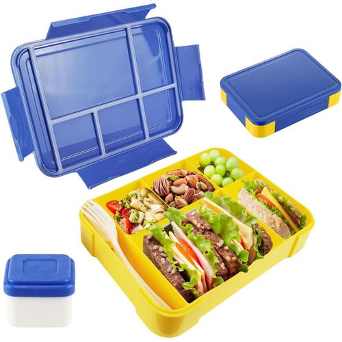 Ershi-Lunch Box Enfant Boite Repas Compartiment,1330ml Bleu Jaune Boîte À Déjeuner Pour Enfant Avec Compartiments, Pour Maternelle[892]
