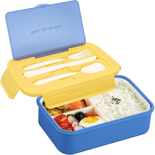 Ershi-Lunch Box,Bento Box Enfant Adulte Boîte 1100 Ml Avec 3 Compartiments,Conception Sans Fuite Lunchbox Avec Couverts,Boite À Be[1343]