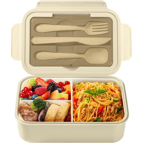 Ershi-Lunch Box, Bento Lunch Box Enfant Adulte Boîte 1400 Ml Avec 3 Compartiments, Conception Sans Fuite Lunchbox Avec Couverts, P[11]