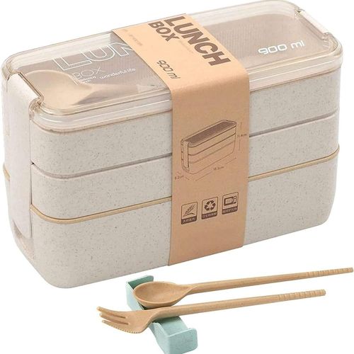 Ershi-Lunch Box Pour Adulte, Boîte À Bento 900 Ml, Couvercles Hermétiques Pour Aliments Pour Enfants Avec 3 Compartiments Et Couve[1399]