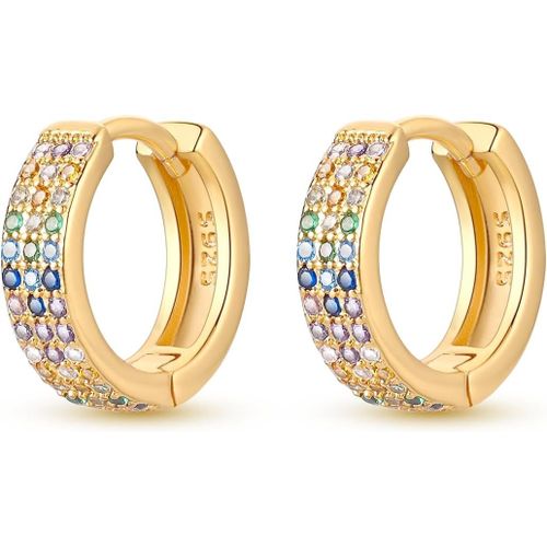 Ershi-Boucles D'oreilles Femmes Argent 925 Sterling Coloré Coeur Hoops Plumes Cross Petits Huggie[1042]