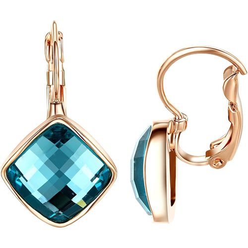 Ershi-Vissen Dormeuses Boucles D'oreilles Pendante Femme Carré Zirconium Plaqué Or/Platine Clip Oreille Chic Bijoux ¿[1057]