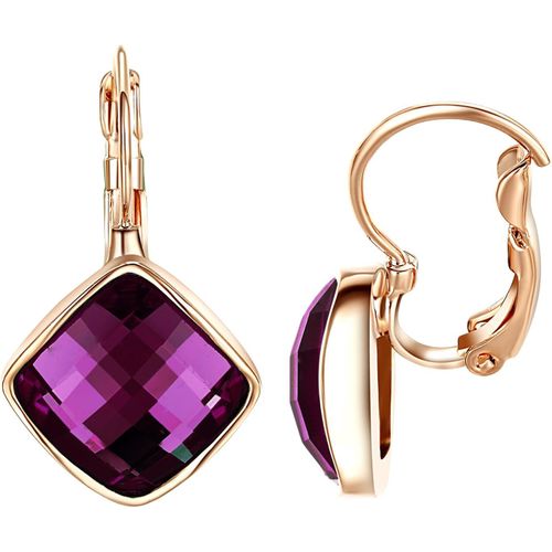 Ershi-Vissen Dormeuses Boucles D'oreilles Pendante Femme Carré Zirconium Plaqué Or/Platine Clip Oreille Chic Bijoux ¿[1058]