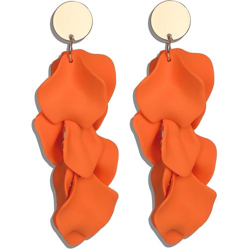 Ershi-Boucles D'oreilles Boho À Clip Pour Femmes Boucles D'oreilles Pendantes En Acrylique Avec Pétales De Rose Colorés Et Non Per[1067]