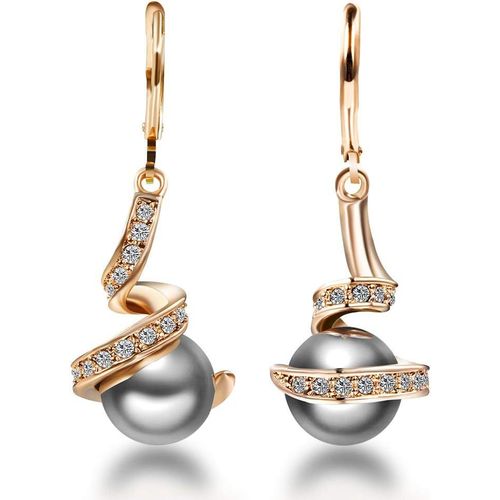 Ershi-Boucles D'oreilles Pendantes,Perle De Culture Grise Et Blanche, 18k Argent Or Plaqué,Longues Percées Pour Femme Fille Cadeau[148]