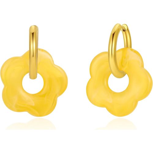 Ershi-Boucles D'oreilles Pendantes En Résine - Boucles D'oreilles À Fleurs Élégantes, Boucles D'oreilles En Résine Dégradée, Acie[719]