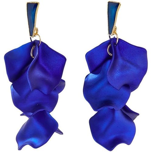 Ershi-Boucles D'oreilles Femme Argent 925 Boucles D'oreilles Longues Rose Pétales Pendantes Boucles D'oreilles Vintage Bohème Fant[961]