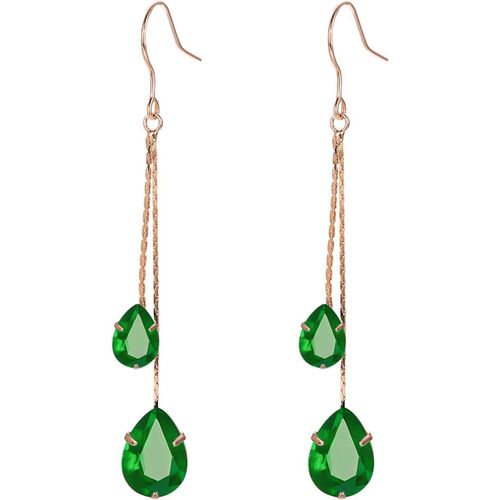 Ershi-Zirconium Pendante Boucles D'oreilles Femme Plaqué Or Longue Chaîne Crochet Boucle Oreille Cadeau Bijoux[985]