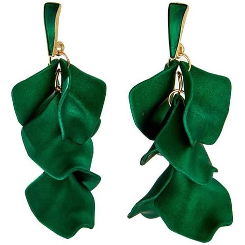 Ershi-Boucles D'oreilles Femme Argent 925 Boucles D'oreilles Longues Rose Pétales Pendantes Boucles D'oreilles Vintage Bohème Fant[958]