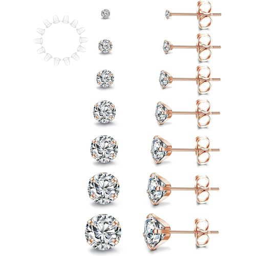 Ershi-7 Paires Boucles D'oreilles En Acier Inoxydable Zircone Cubique Oreille Cartilage Hélix Piercings De Tragus Pour Homme Et Fe[17]