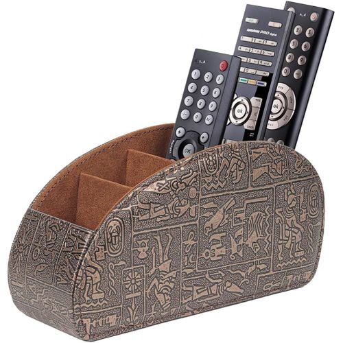 ERSHI-Porte-télécommande avec 5 poches, grand support pour TV, DVD, clé 4K et télécommandes Bluray, rangement pour crayons, marron[535]