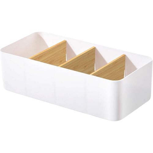ERSHI-Organiseur de bureau à 4 compartiments en bambou avec porte-stylo, boîte de rangement multifonctionnelle, organisateur de bu[122]