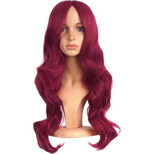 Kalanka-24 Pouces / 60 Cm Charme Synthétique Long Côté Ondulé Frange Les Femmes Partie Anime Cosplay Perruque (Blood-Rouge)