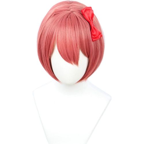 Kalanka-Perruque De Cosplay D'halloween Bob Rouge Pour Femme Avec N?ud Papillon