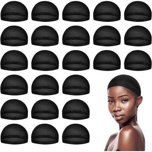 Kalanka-Bonnets De Perruque Noirs Pour Femmes, Bonnets De Cheveux En Nylon Pour Perruque, 24 Pièces