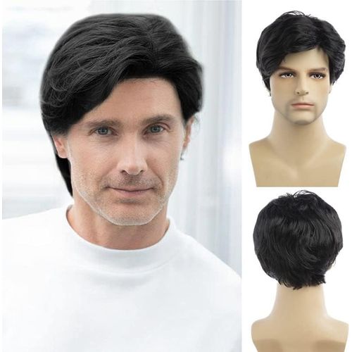 Kalanka-Perruque Pour Hommes Noir Perruque Courte Synthétique Chaleur À La Chaleur Naturelle Halloween Rôle Jeu Perruque Cheveux
