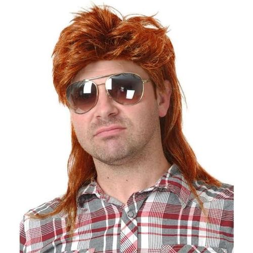 Kalanka-Hommes Mullet Perruque 70 's 80 Vintage Cosplay Costume Perruque Rock Disco Fantaisie Perruque,Orange
