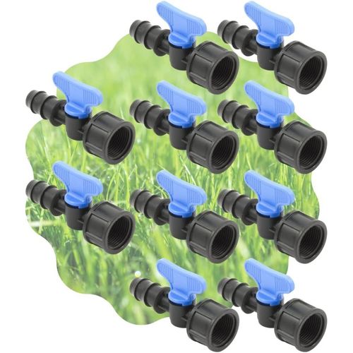 KALANKA-Mini vanne à cylindre, robinet porte-caoutchouc avec filetage femelle pour installations, systèmes et tuyaux d'irrigation à goutte, noir fabriqué en Italie - Jardin facile (10, 16 mm x 3/4"")
