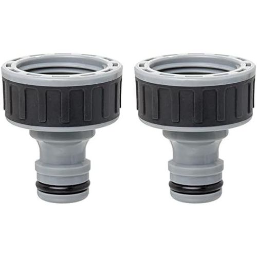 KALANKA-Nez de Robinet Femelle 3/4"" Premium, Connecteur Universel pour Tuyau d'Arrosage, Protection solaire, Installation facile, Gris - Noir (Lot de 2)