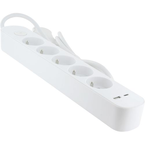 KALANKA-Chacon Multiprise 5x16A USB-A+USB-C-FR fiche Plate- Cable 1,5m -30% Plastique recyclé