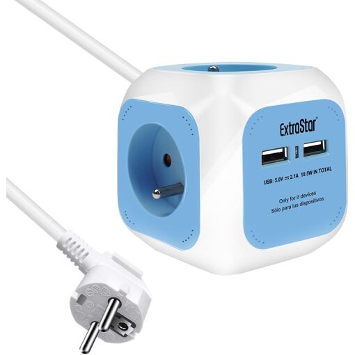 KALANKA-Multiprise USB Cube, Bloc Multiprises avec 4 Prises et 2 Po...