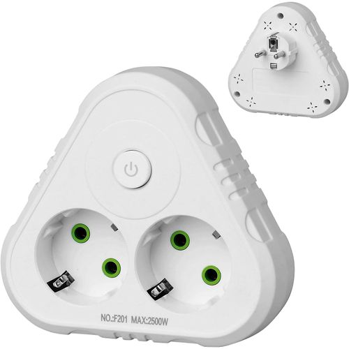 KALANKA-Multiprise avec Interrupteurs Individuels, Multiprise avec 2 Prises, Rallonge de Prise d'alimentation, pour Maison Bureau (Blanc)