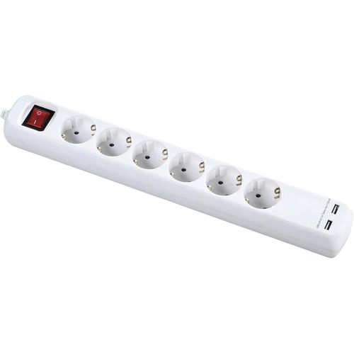 KALANKA-199436 199436-Base 4 enchufes Con interruptor + 2 USB 1,4m Cable, Blanc