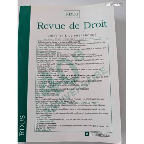 Rdus - Revue De Droit De L'Université De Sherbrooke - Volume 40e Anniversaire - N°1 & 2 - 2011