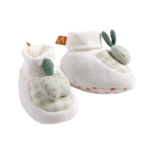 Chaussons Bébé En Velours - Botanica Blanc