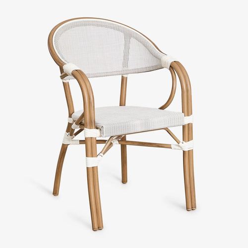 Lot De 4 Chaises De Salle À Manger Empilables En Aluminium Brielle Bistro Avec Accoudoirs Blanc Gardenia
