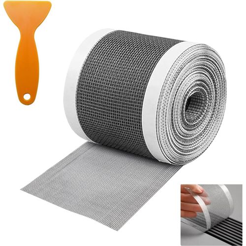 Filtre auto-adh¿¿sif jetable pour siphon de sol de cuisine et salle de bain, filtre attrape-cheveux, longueur 10 m avec spatule de douche, emp¿ºche le blocage dans la cuisine et la salle de bain.