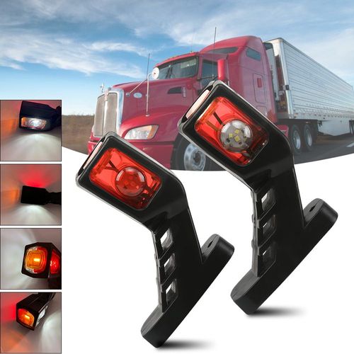 Lot De 2 Feux De Gabarit Latéraux À Led 12 V/24 V Montés Sur Châssis Pour Camions Et Camions-Bennes - Rouge/Blanc/Orange