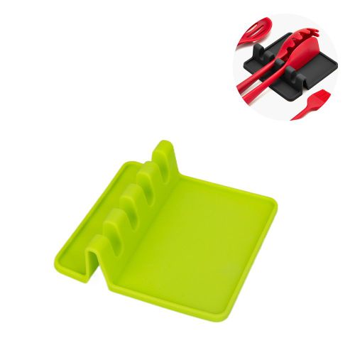 Repose-cuillère pour cuisinière avec égouttoir résistant à la chaleur, repose-ustensiles et porte-cuillère gratuits, vert