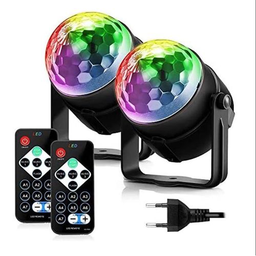 Lot de 2 boules disco, éclairage de scène, projecteur d'éclairage disco, effet spot, télécommande pour fête, soirée, bar, anniversaire, club, DJ, cadeau, enfants