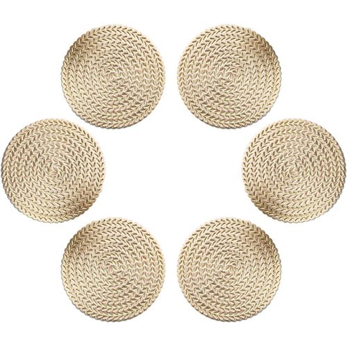 Dessous De Verre, 6 Pièces (Doré, 10 Cm)Dessous De Verres Ronde Sous-Verres En Cuir De Marbre Pour The Chaud Cafe Eau Froide