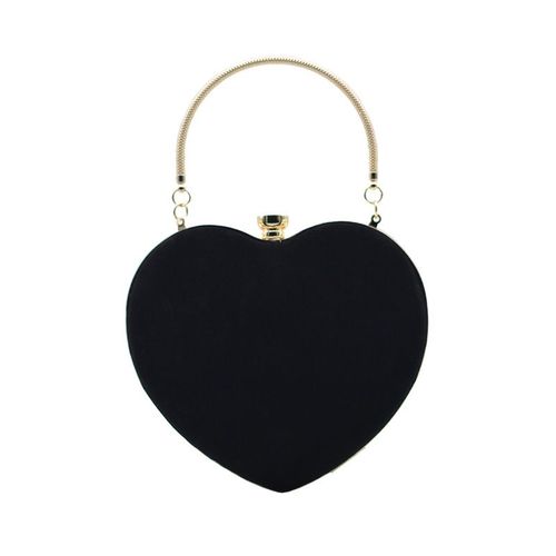 Pochette de mariage noire en forme de c?ur pour femme, mini sac de soirée élégant pour cocktail, bal de promo, fourre-tout à bandoulière