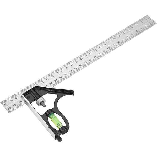 Équerre Combinée Règle d'angle de Combinaison Acier Inoxydable de 300mm 12inch règle Réglable d'angle Droit d'alliage de Zinc Outil Professionnel de Mesure avec l'étalonnage Clair et Précis