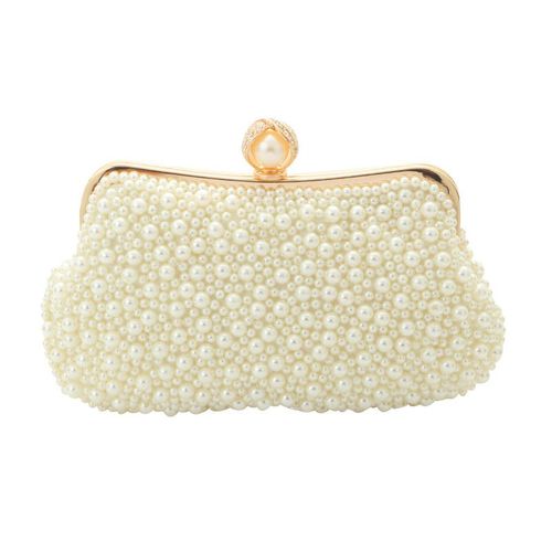 Pochette de soirée élégante pour femme avec strass, petite pochette de soirée, sac de banquet, pochette de soirée pour femme avec broderie perlée, blanc