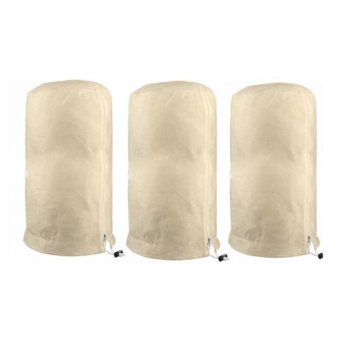 (Lot de 3 - 80 x 100 cm, beige) Housse de protection anti-chute pour plantes et arbustes, housse d'hivernage pour plantes d'extérieur à utiliser en hiver