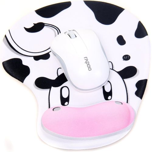 Tapis de souris avec repose-poignet en gel, motif vache laitière