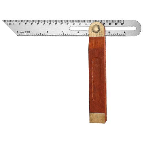 Règle à biseau coulissant en T, équerre de charpentier réglable à biseau coulissant, règle à lame en acier inoxydable avec manche en bois dur