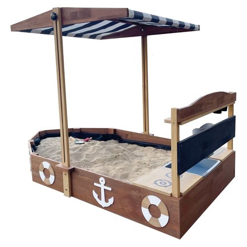 Bac À Sable Bateau, Dinette, Bois Fsc, Anthracite/Brun,160x100x110 Cm