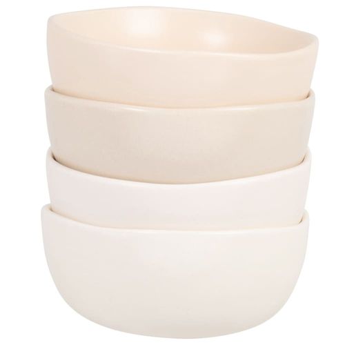 Coupelles Apéritives En Grès Blanc Et Beige (X4)