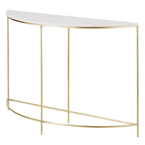 Console Arrondie En Métal Coloris Laiton Et Marbre Blanc