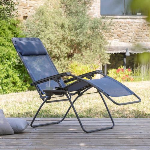 Fauteuil Relax Zéro Gravité En Acier Bleu L88xl67xh114