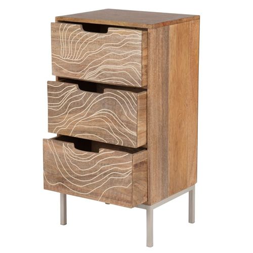 Meuble De Rangement 3 Tiroirs En Bois De Manguier