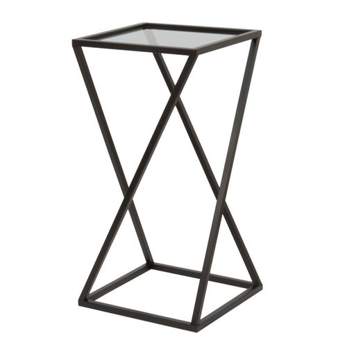 Bout De Canapé En Métal Noir Et Verre