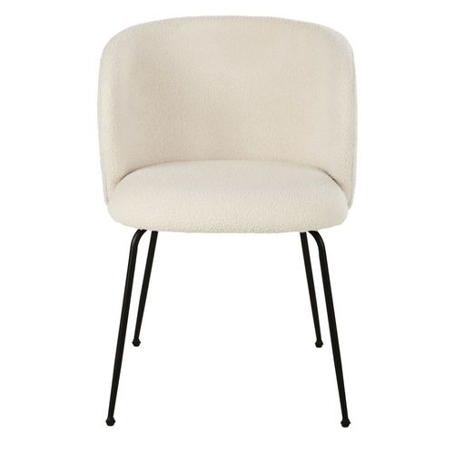 Chaise À Bouclettes Écrues Et Acier Noir