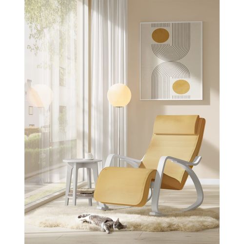 Fauteuil À Bascule Repose-Pieds Réglable Jaune Canard Et Blanc