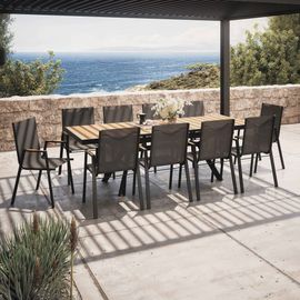 Table De Jardin Extensible 187/250 Cm En Aluminium Et 10 Chaises